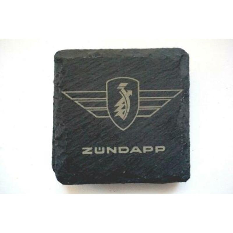 4 Leisteen onderzetters met ingegraveerd Zundapp logo