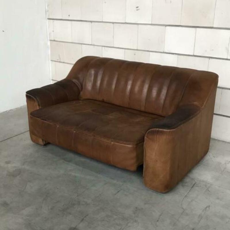 1970s Vintage De Sede DS44 Lederen Lounge Sofa Patina Stoer