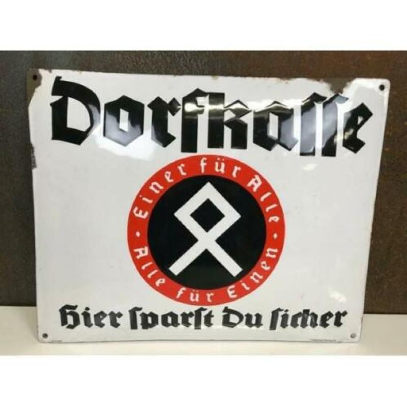 Emaillebord "Dorfkasse - hier sparst Du sicher"