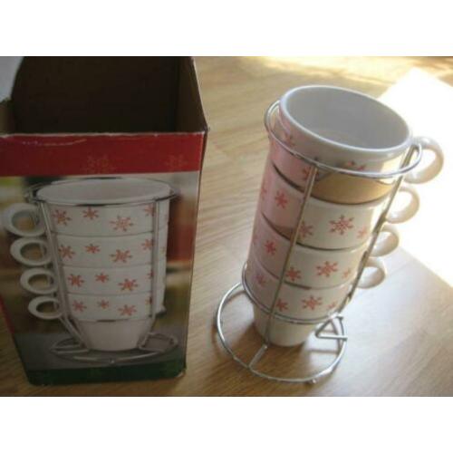 Compleet nieuwe Koffie Koppen Set (Incl. houder)