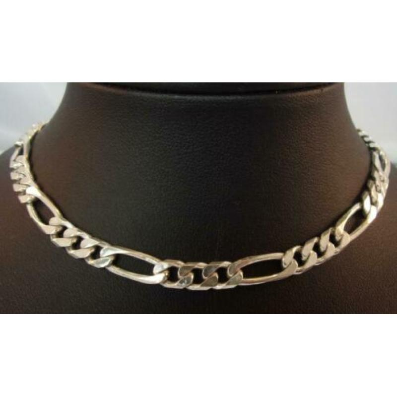 Prachtige dames/heren schakelketting, 925 zilver, 52 cm.