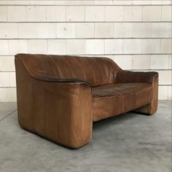 1970s Vintage De Sede DS44 Lederen Lounge Sofa Patina Stoer
