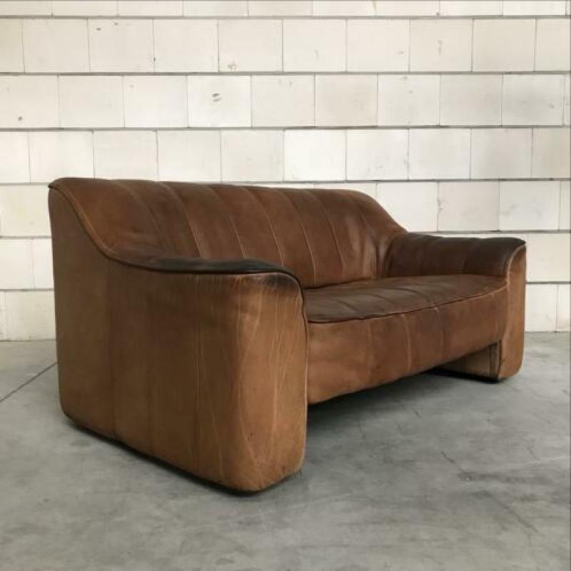 1970s Vintage De Sede DS44 Lederen Lounge Sofa Patina Stoer