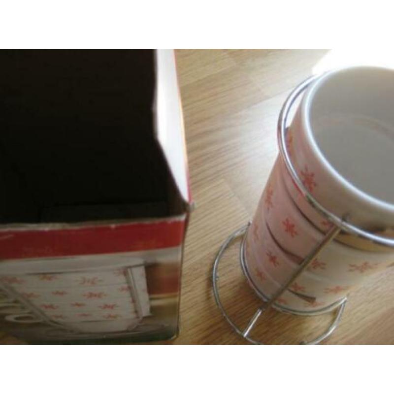Compleet nieuwe Koffie Koppen Set (Incl. houder)