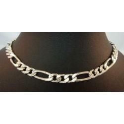 Prachtige dames/heren schakelketting, 925 zilver, 52 cm.