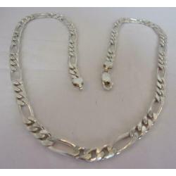 Prachtige dames/heren schakelketting, 925 zilver, 52 cm.
