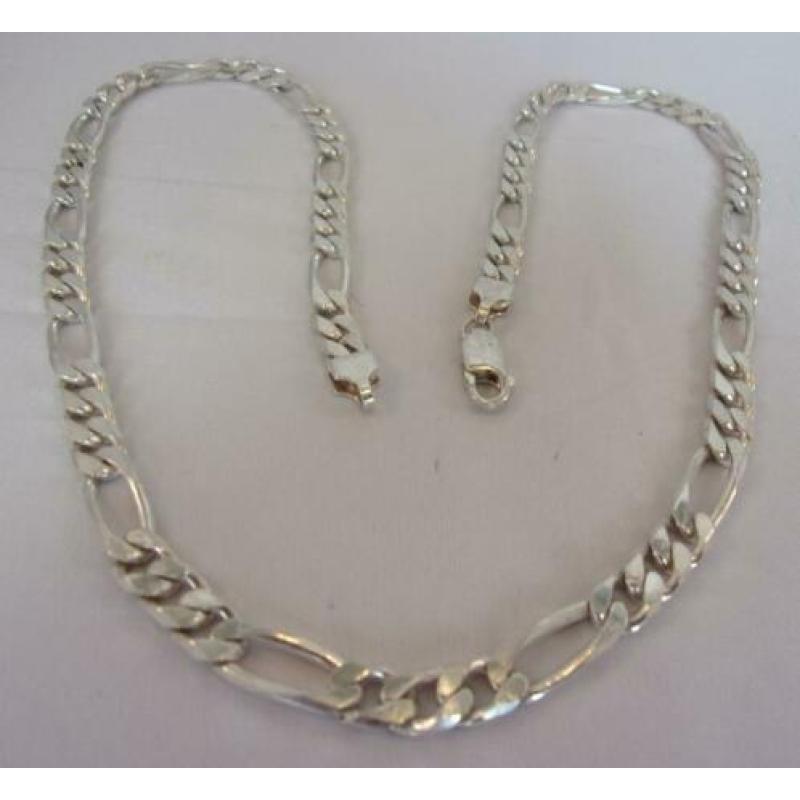 Prachtige dames/heren schakelketting, 925 zilver, 52 cm.