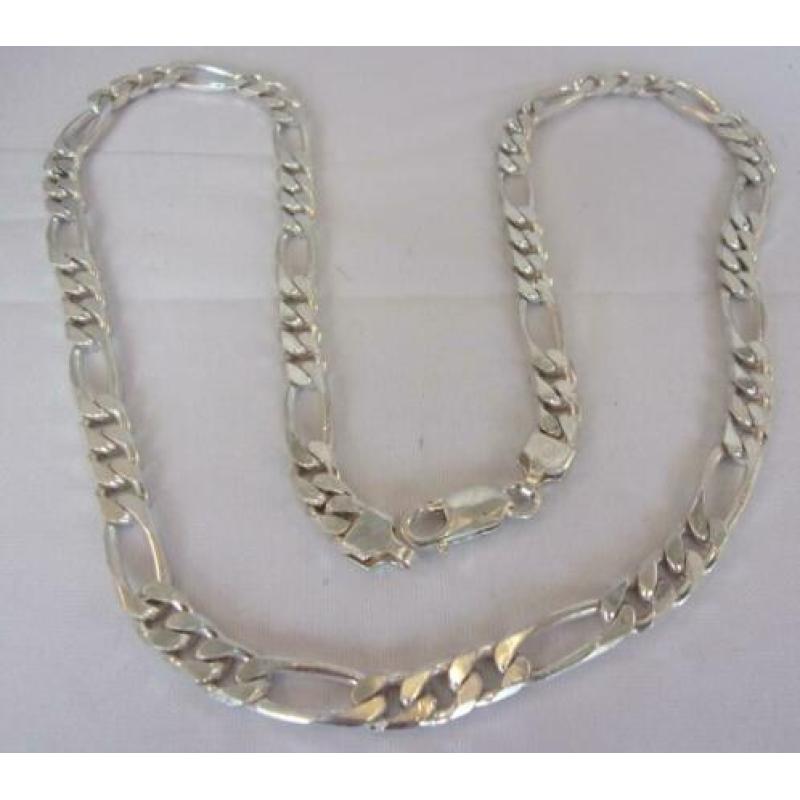 Prachtige dames/heren schakelketting, 925 zilver, 52 cm.