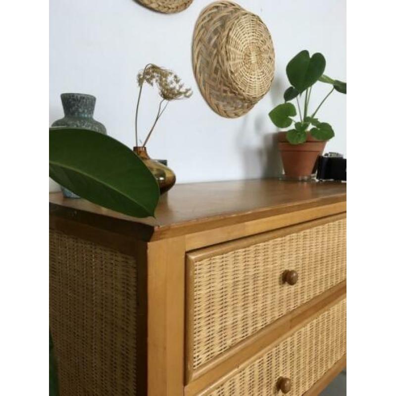 Vintage rotan sideboard - kast - cabinet