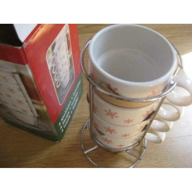 Compleet nieuwe Koffie Koppen Set (Incl. houder)