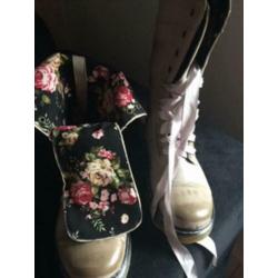 Nieuwe zomer boots 38,5 taupe, grijs fleurige binnen voering