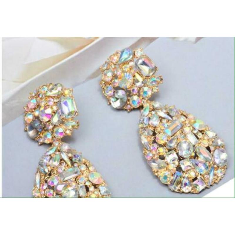 Sprankelende fashion oorbellen-6,5cm-kristal-nieuw