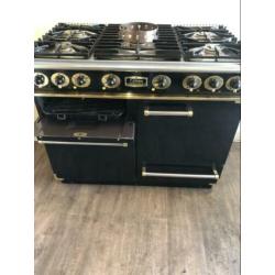 Luxe Falcon fornuis zwart/messing 3 ovens 110 cm