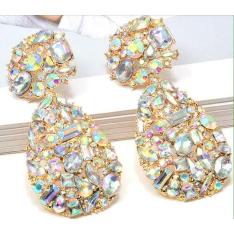 Sprankelende fashion oorbellen-6,5cm-kristal-nieuw
