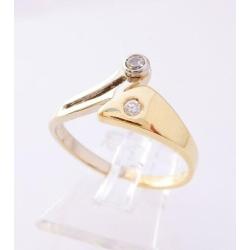 18 karaat Gouden Dames Ring met 2 grote Diamanten 0.15 crt