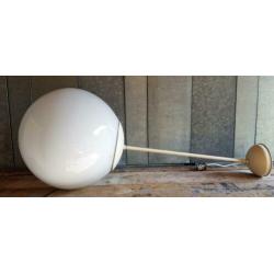 Schoollamp, hanglamp, vintage, melkglas, groot