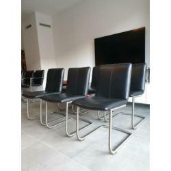 4,6,8,10 Henders en Hazel eetkamerstoelen leder op rvs frame