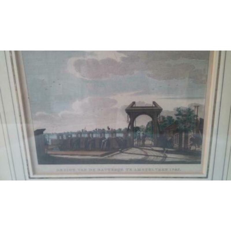De batterij te Amstelveen 1787, originele kopergravure.