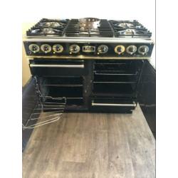 Luxe Falcon fornuis zwart/messing 3 ovens 110 cm