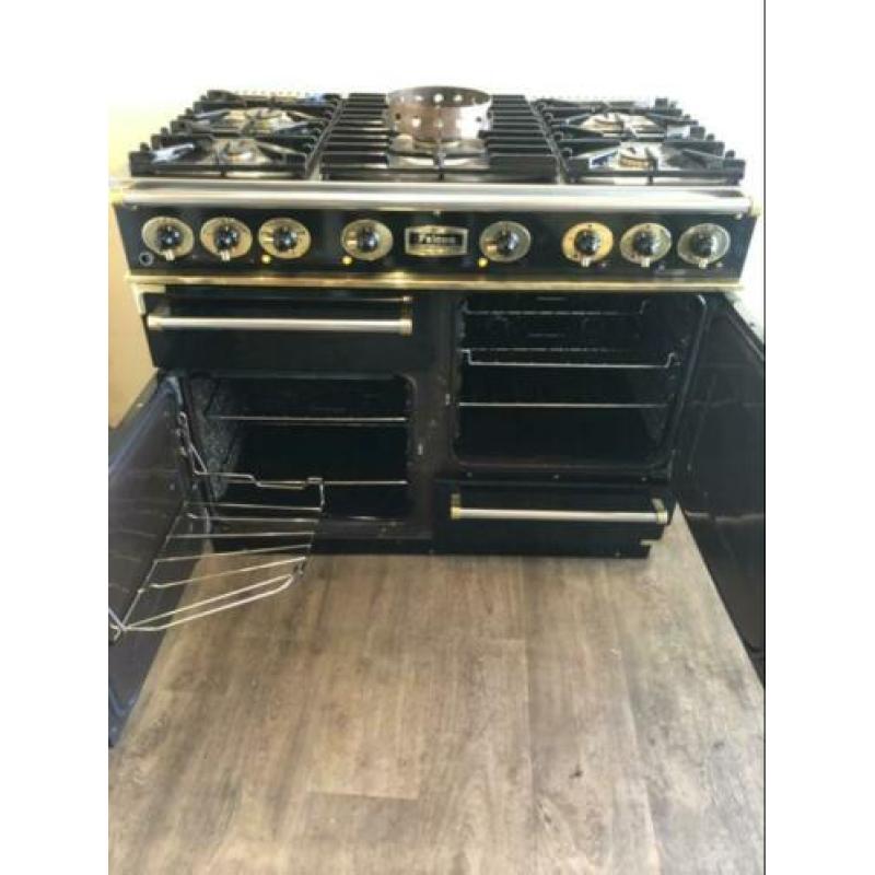 Luxe Falcon fornuis zwart/messing 3 ovens 110 cm