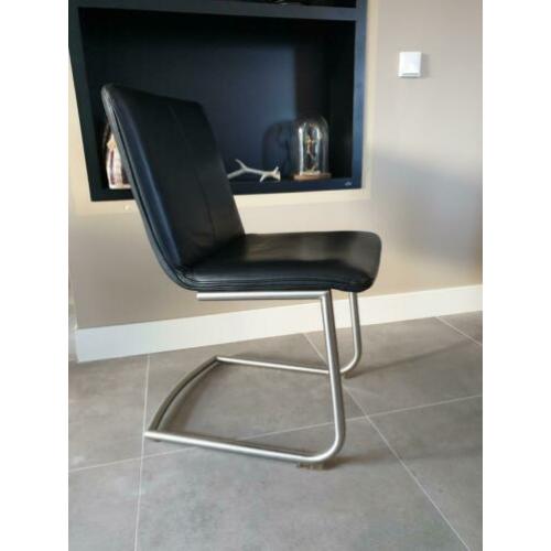 4,6,8,10 Henders en Hazel eetkamerstoelen leder op rvs frame