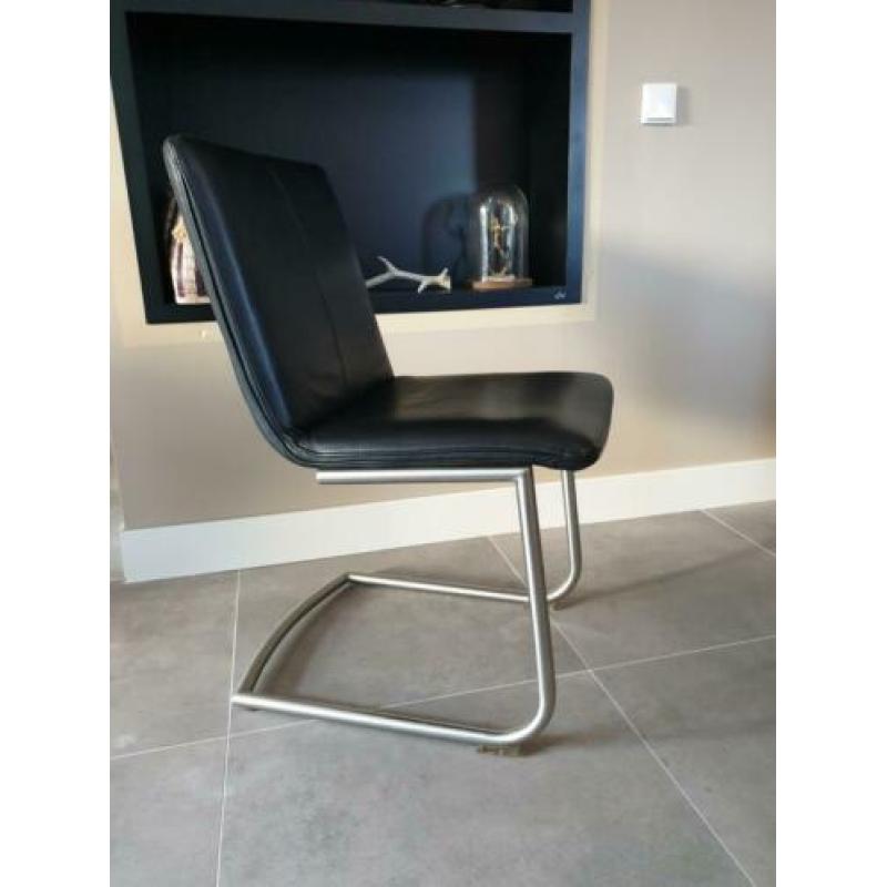 4,6,8,10 Henders en Hazel eetkamerstoelen leder op rvs frame