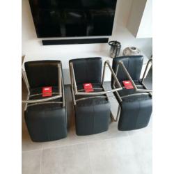 4,6,8,10 Henders en Hazel eetkamerstoelen leder op rvs frame