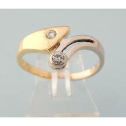 18 karaat Gouden Dames Ring met 2 grote Diamanten 0.15 crt