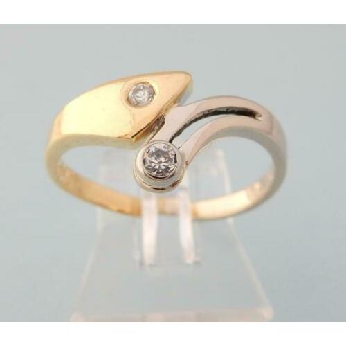 18 karaat Gouden Dames Ring met 2 grote Diamanten 0.15 crt