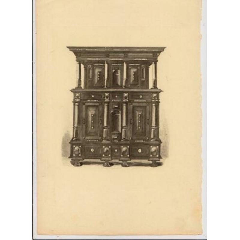 Vijf grote antieke gravures uit een XIX - eeuw boek