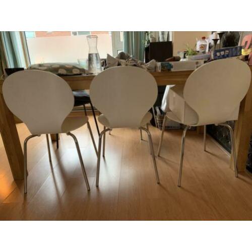 Eetkamerstoel wit zilver 6 stuks Ikea