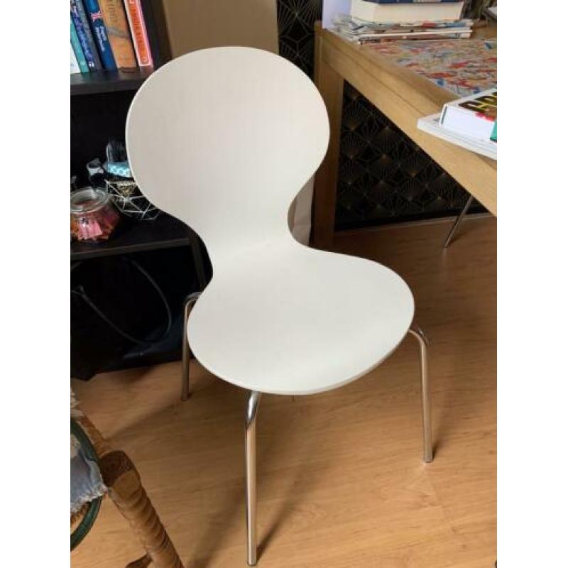 Eetkamerstoel wit zilver 6 stuks Ikea