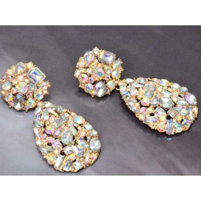 Sprankelende fashion oorbellen-6,5cm-kristal-nieuw