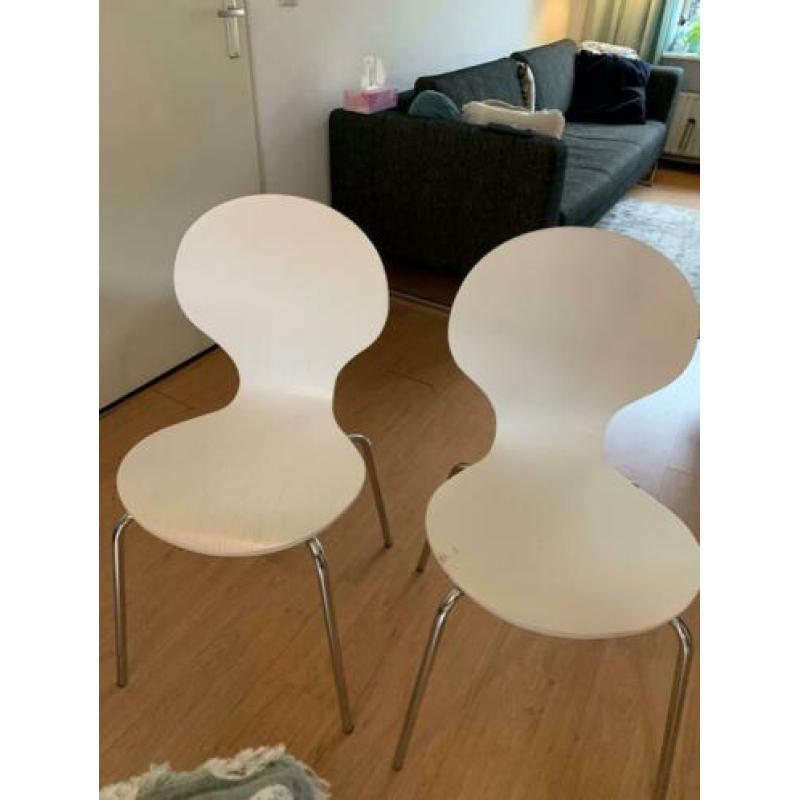 Eetkamerstoel wit zilver 6 stuks Ikea