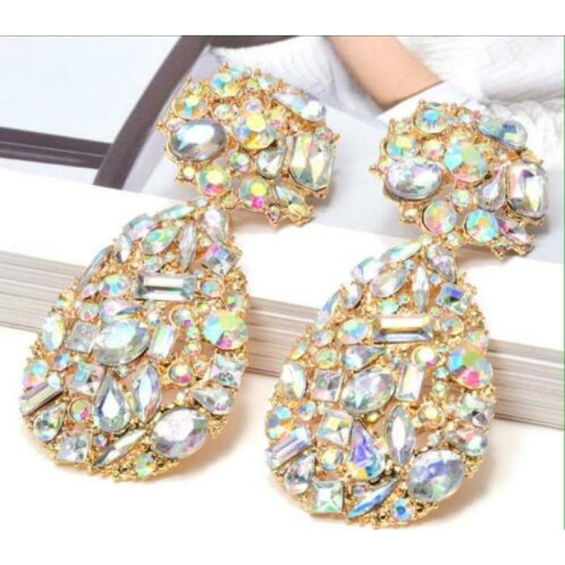 Sprankelende fashion oorbellen-6,5cm-kristal-nieuw