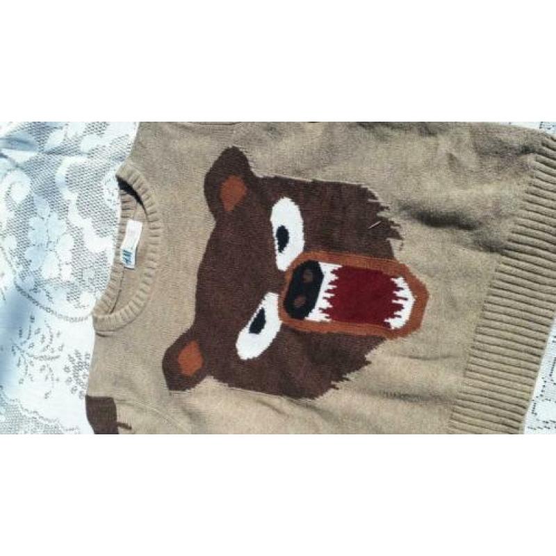 2 dunnen h&m dieren truien maat 98 104 - beer en vos