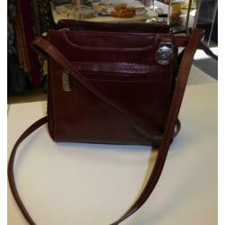 Adax klein tasje donker cognac bruin echt leer nieuw 32860