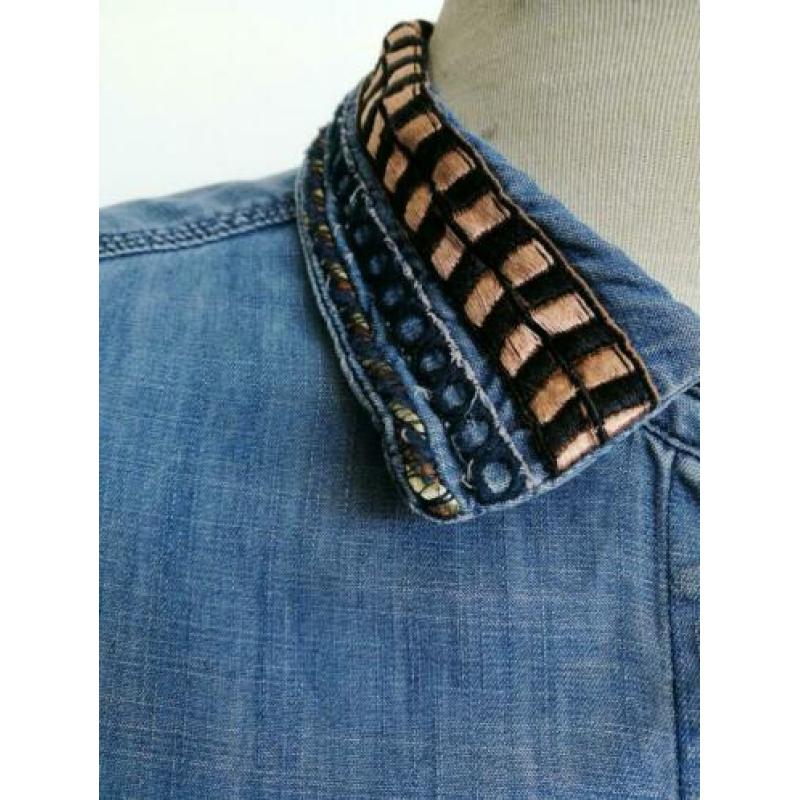 Maison Scotch Ibiza boho kraag denim spijker blouse 2 M 38