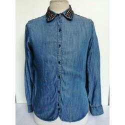 Maison Scotch Ibiza boho kraag denim spijker blouse 2 M 38
