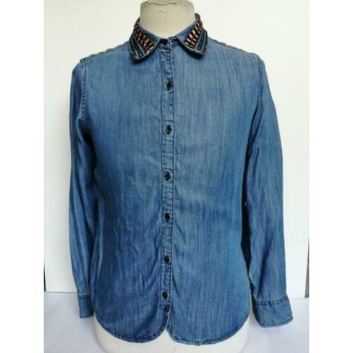Maison Scotch Ibiza boho kraag denim spijker blouse 2 M 38