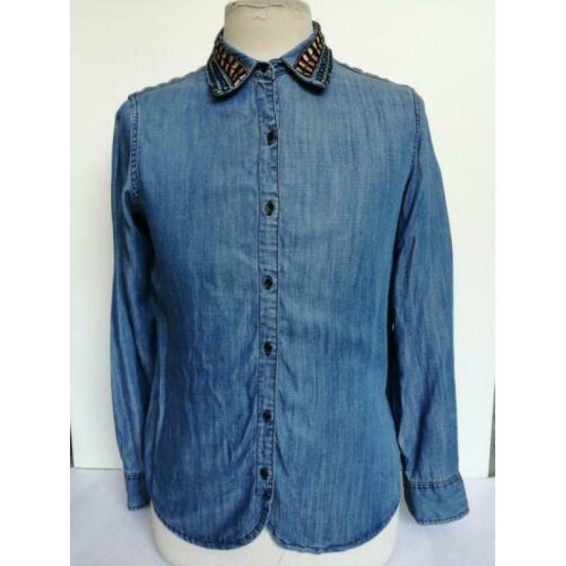 Maison Scotch Ibiza boho kraag denim spijker blouse 2 M 38