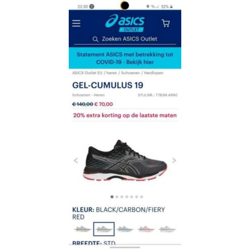 Asics hardloopschoenen, maat 43,5