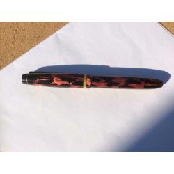 Vintage vulpen Börsenkönig 14k gold plated,gemarmerd .