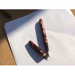 Vintage vulpen Börsenkönig 14k gold plated,gemarmerd .