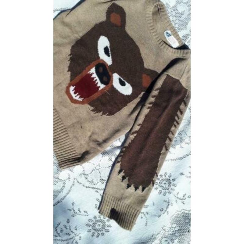 2 dunnen h&m dieren truien maat 98 104 - beer en vos