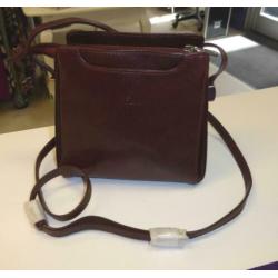 Adax klein tasje donker cognac bruin echt leer nieuw 32860