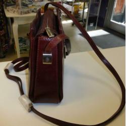 Adax klein tasje donker cognac bruin echt leer nieuw 32860