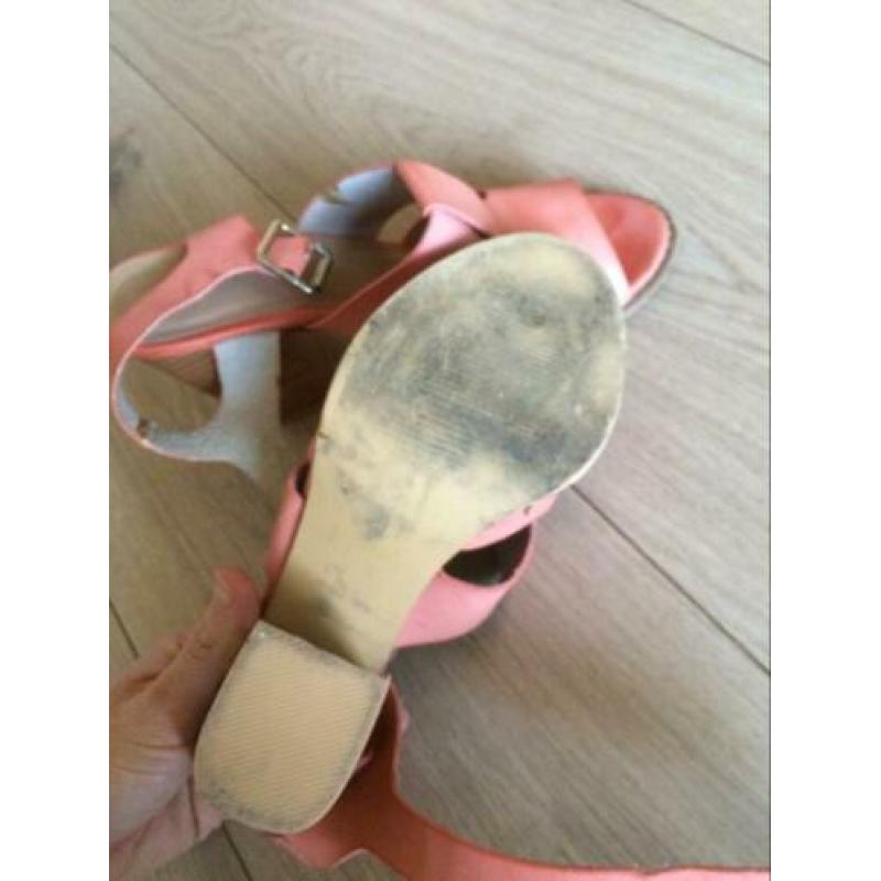 Roze zomer schoenen hak open zalm koraal